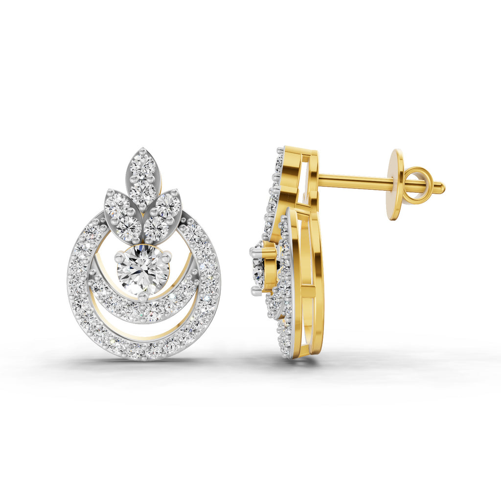 0.91 Carat Diamond Halo Cluster Stud Earrings 14K
