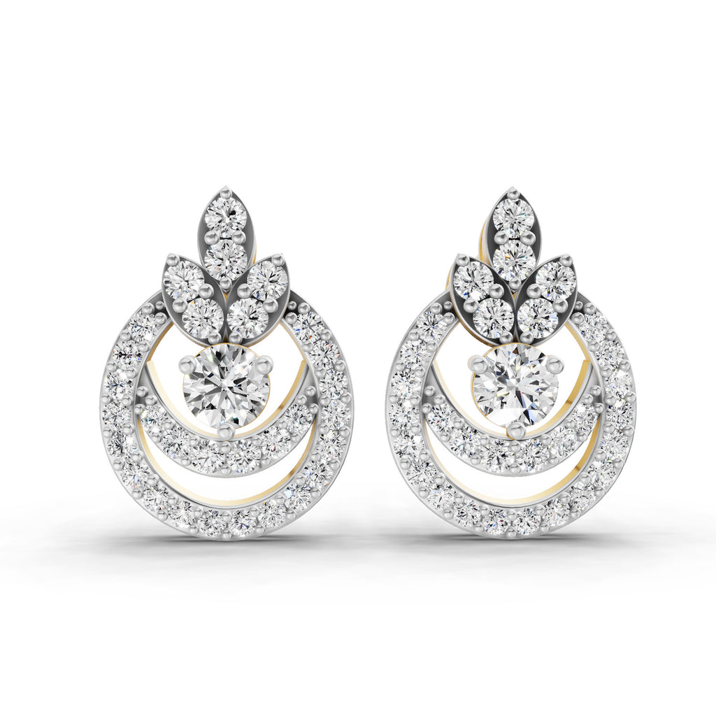 0.91 Carat Diamond Halo Cluster Stud Earrings 14K