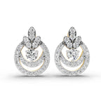 0.91 Carat Diamond Halo Cluster Stud Earrings 14K