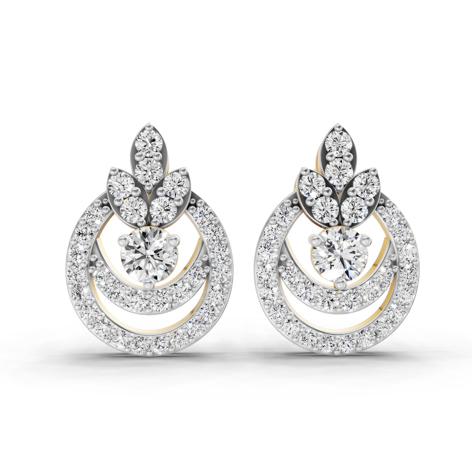 0.91 Carat Diamond Halo Cluster Stud Earrings 14K