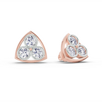 2.28 Carat Triangular Cluster Stud Earrings 14K - Rose Gold