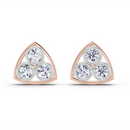 2.28 Carat Triangular Cluster Stud Earrings 14K - Rose Gold