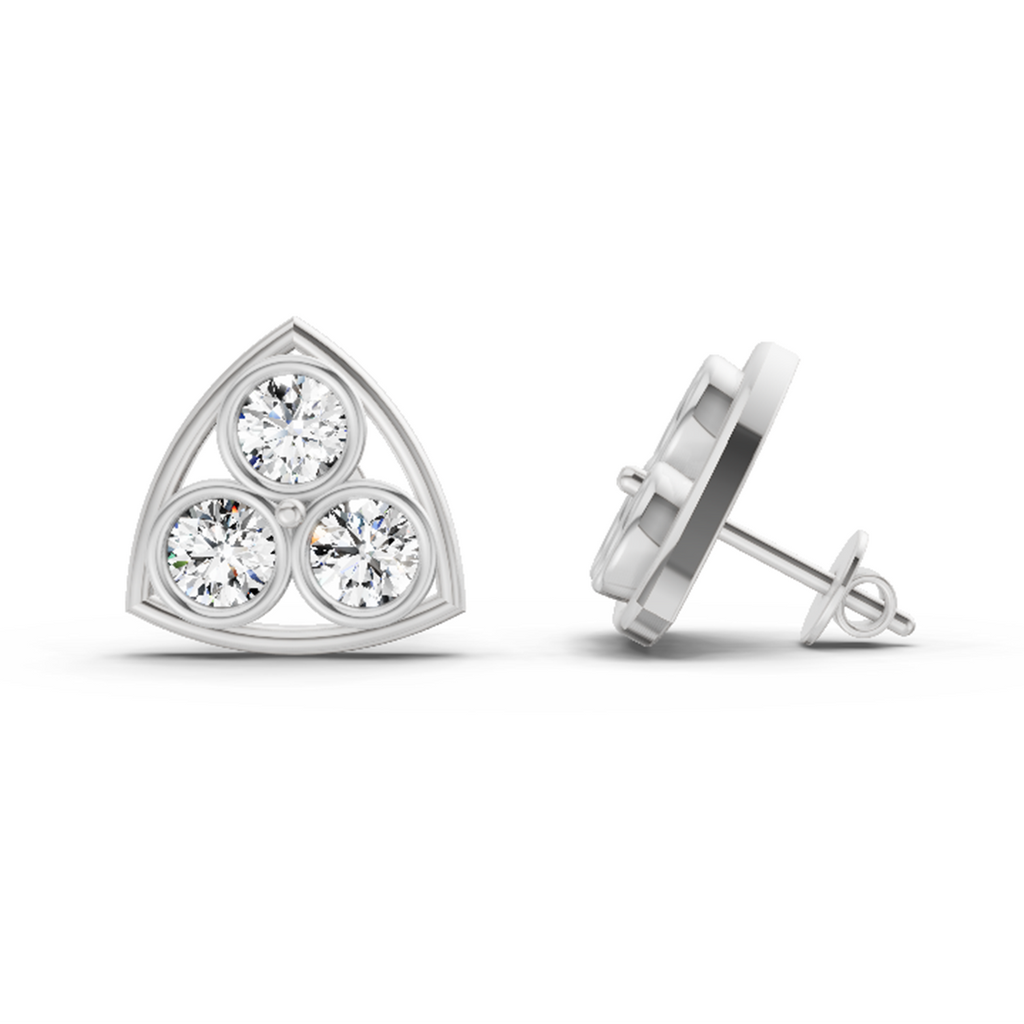 2.28 Carat Triangular Cluster Stud Earrings 14K - White Gold