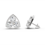 2.28 Carat Triangular Cluster Stud Earrings 14K - White Gold