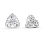 2.28 Carat Triangular Cluster Stud Earrings 14K - White Gold