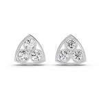 2.28 Carat Triangular Cluster Stud Earrings 14K - White Gold