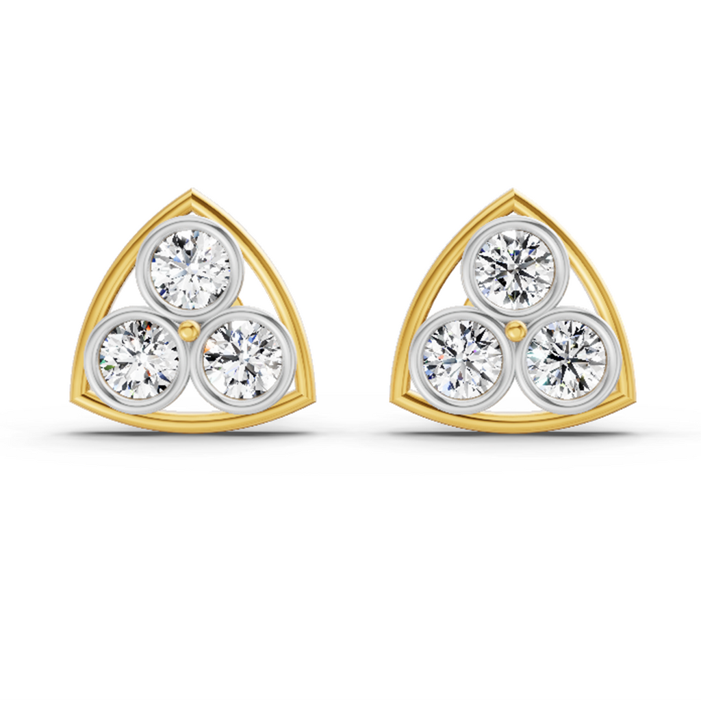 2.28 Carat Triangular Cluster Stud Earrings 14K