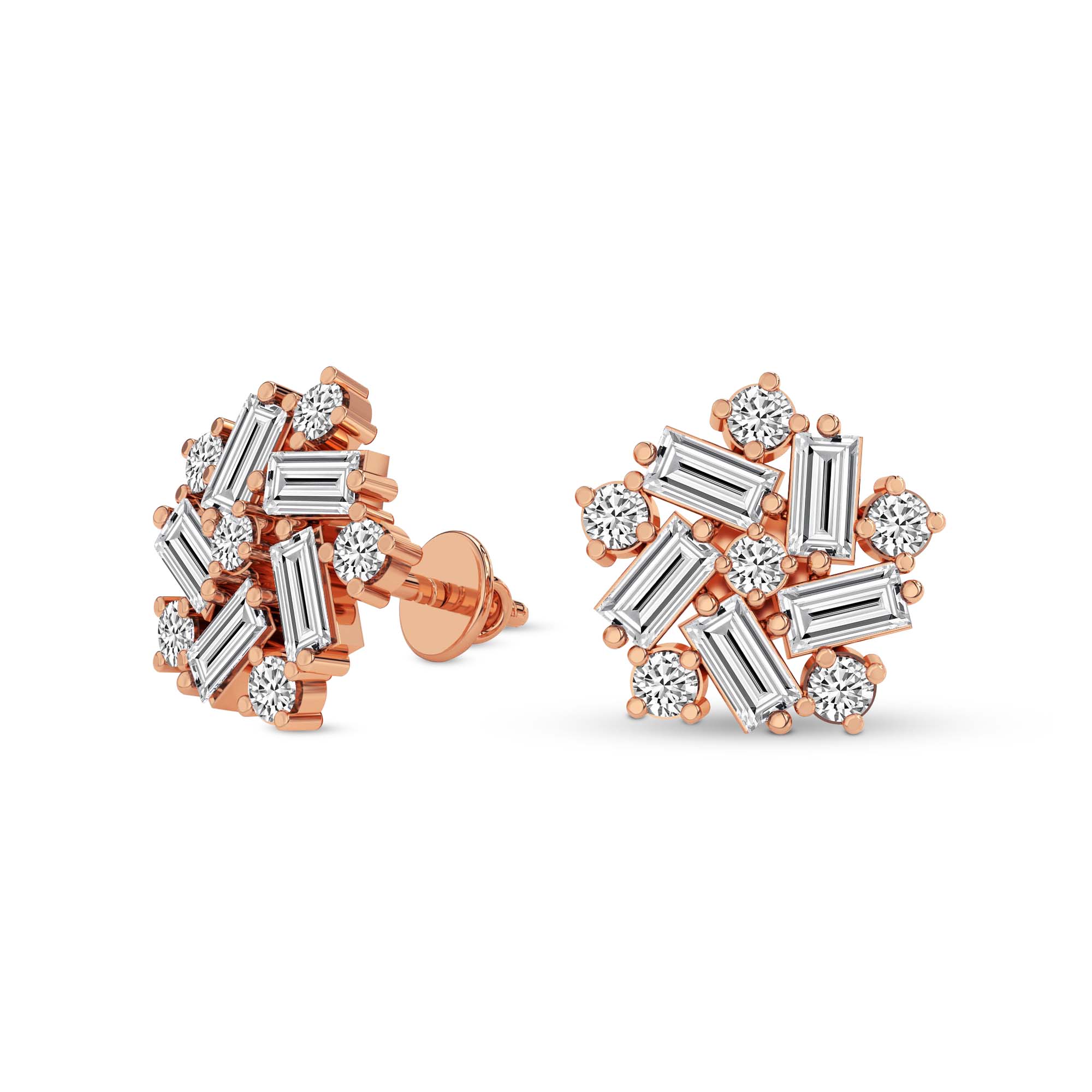 2.26 Carat Fancy Stud Earrings 14K - Rose Gold