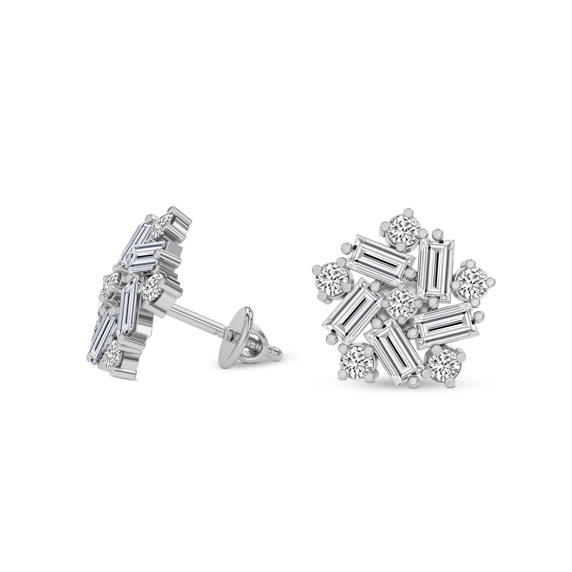 2.26 Carat Fancy Stud Earrings 14K - White Gold