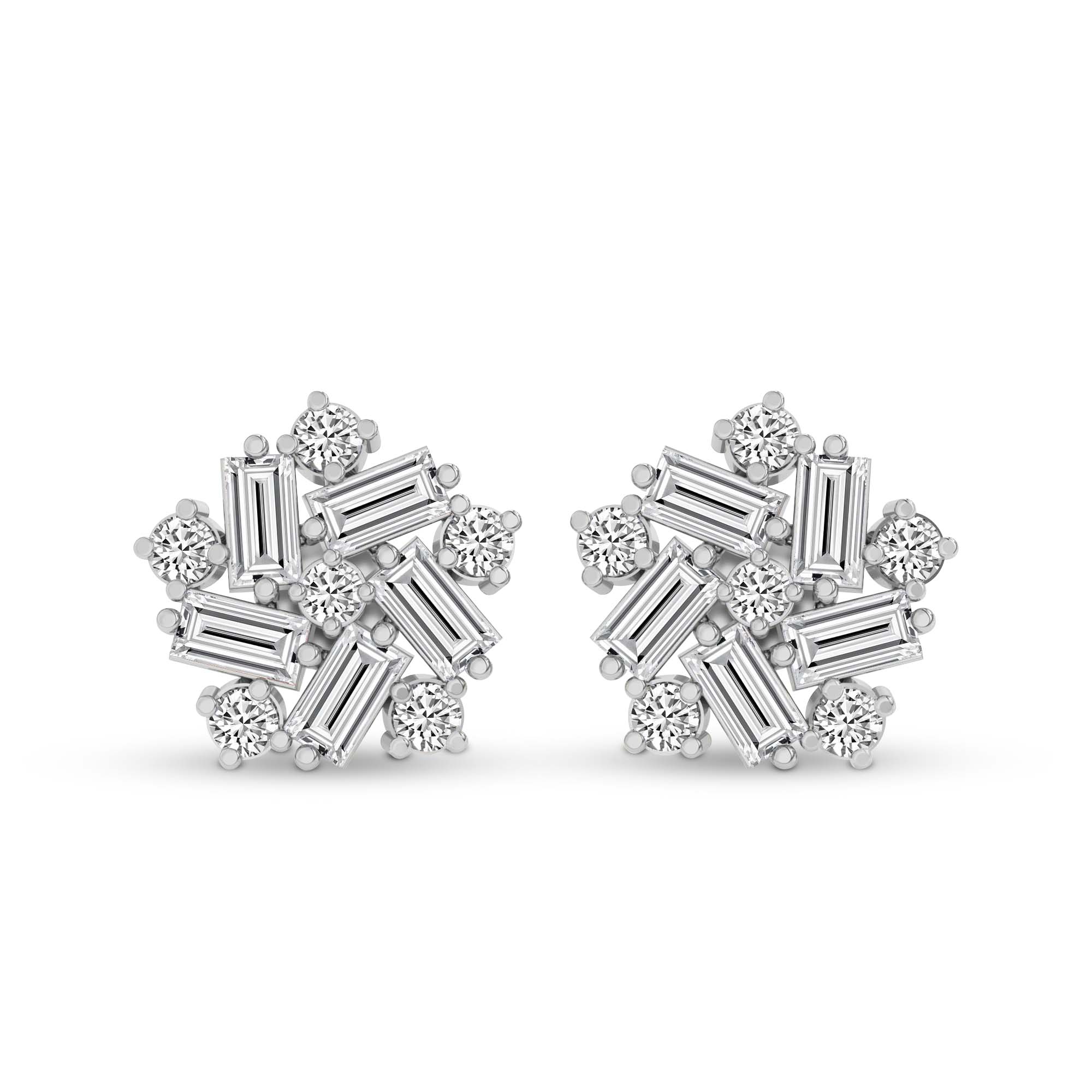 2.26 Carat Fancy Stud Earrings 14K - White Gold