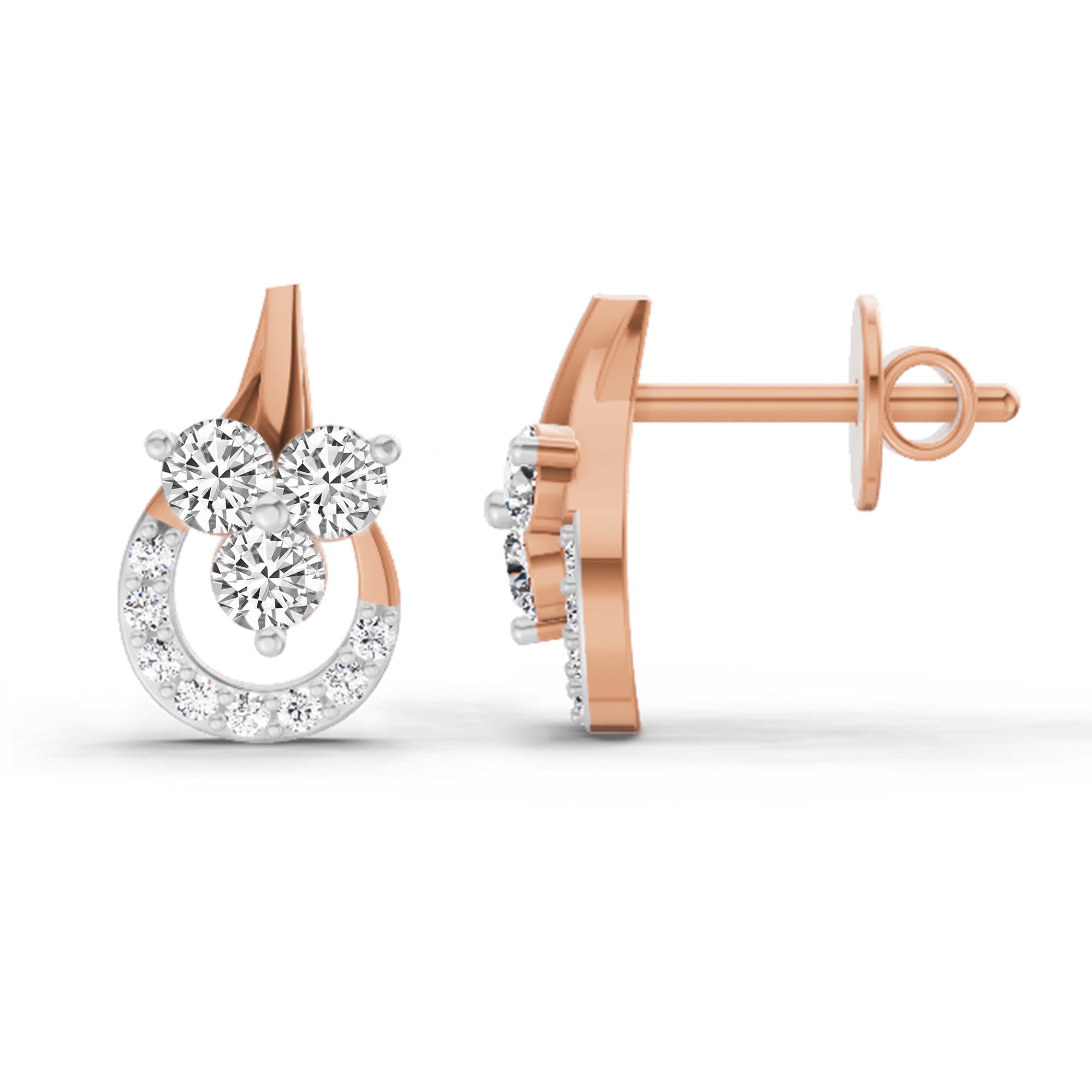 0.45 Carat Round Teardrop Stud Earrings 14K - Rose Gold