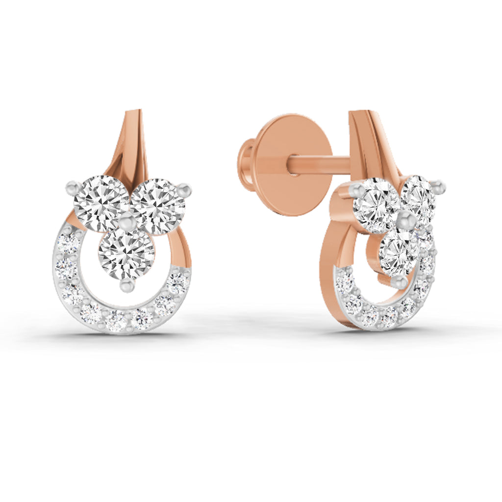 0.45 Carat Round Teardrop Stud Earrings 14K - Rose Gold
