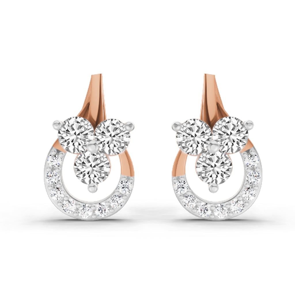 0.45 Carat Round Teardrop Stud Earrings 14K - Rose Gold