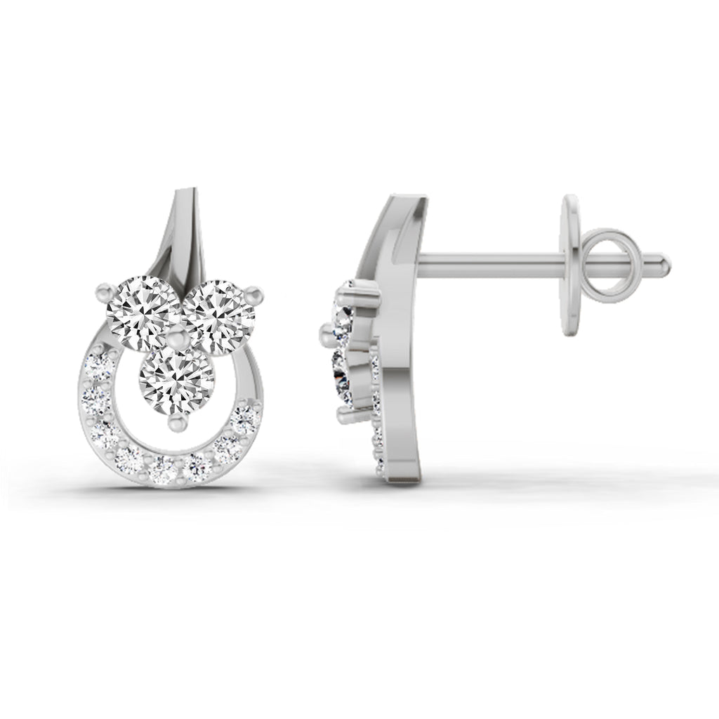 0.45 Carat Round Teardrop Stud Earrings 14K - White Gold