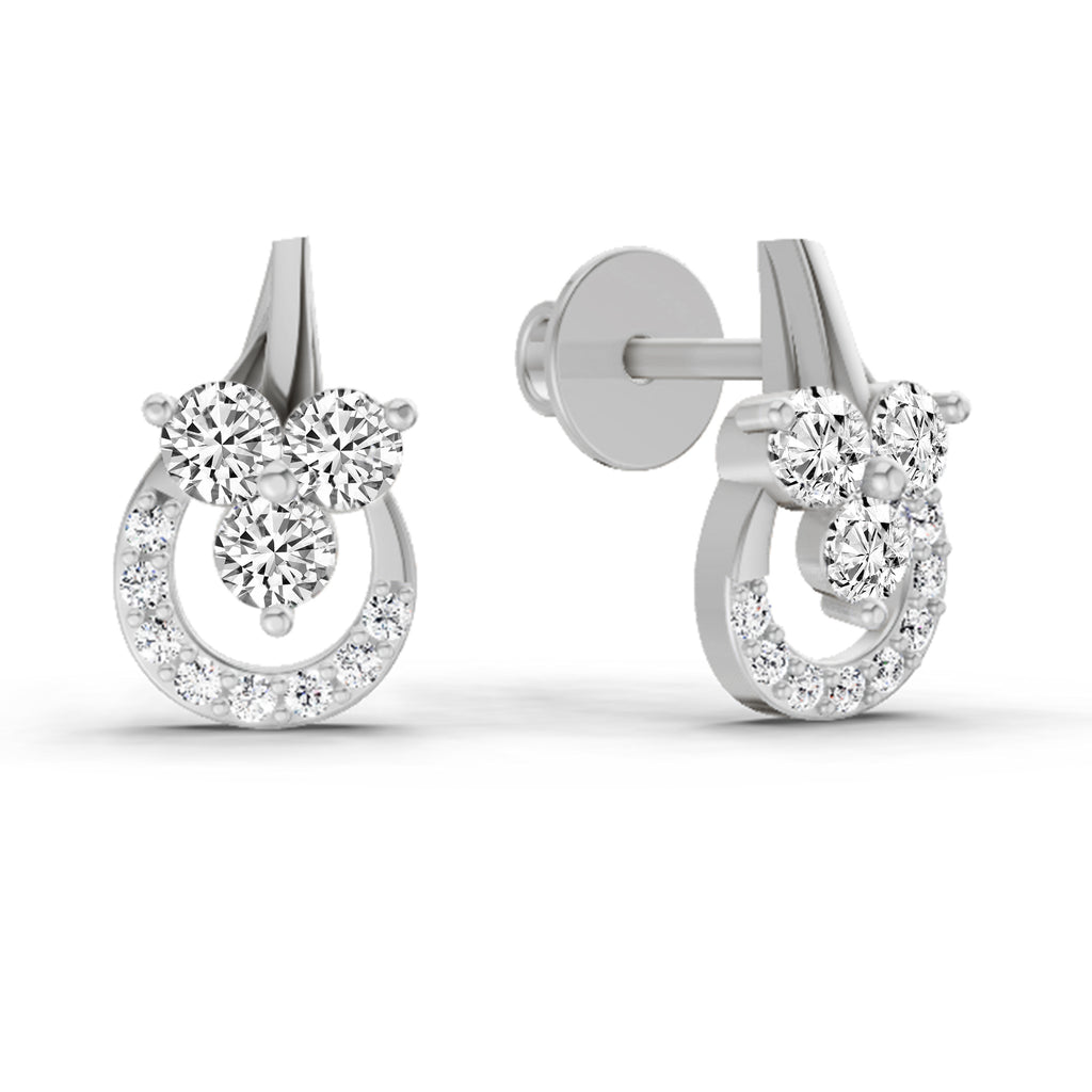 0.45 Carat Round Teardrop Stud Earrings 14K - White Gold