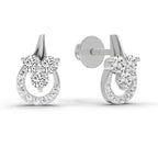 0.45 Carat Round Teardrop Stud Earrings 14K - White Gold