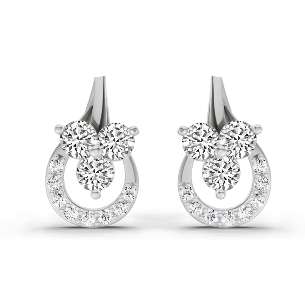 0.45 Carat Round Teardrop Stud Earrings 14K - White Gold
