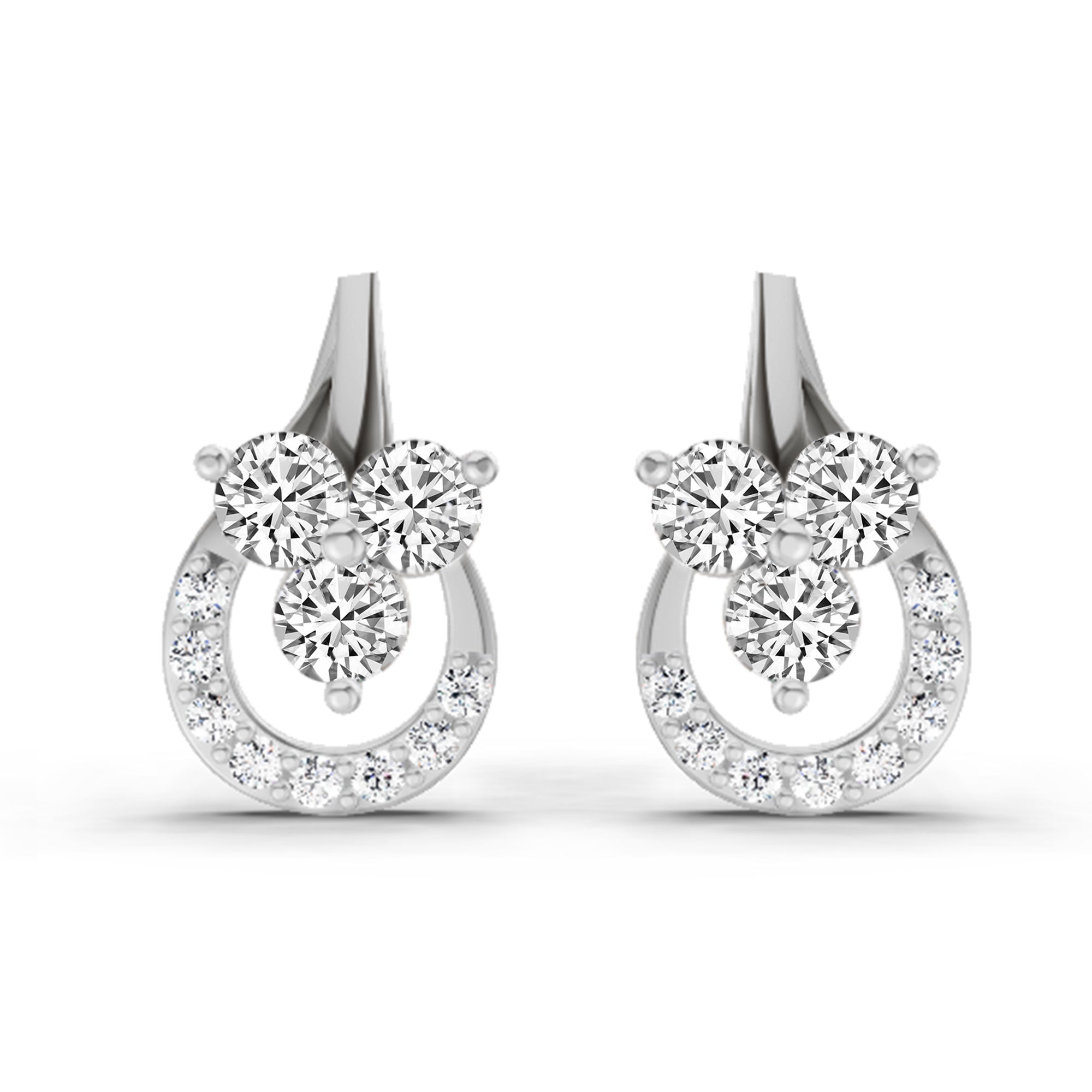 0.45 Carat Round Teardrop Stud Earrings 14K - White Gold
