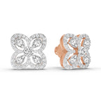 0.9 Carat Round Halo Earrings 14K - Rose Gold