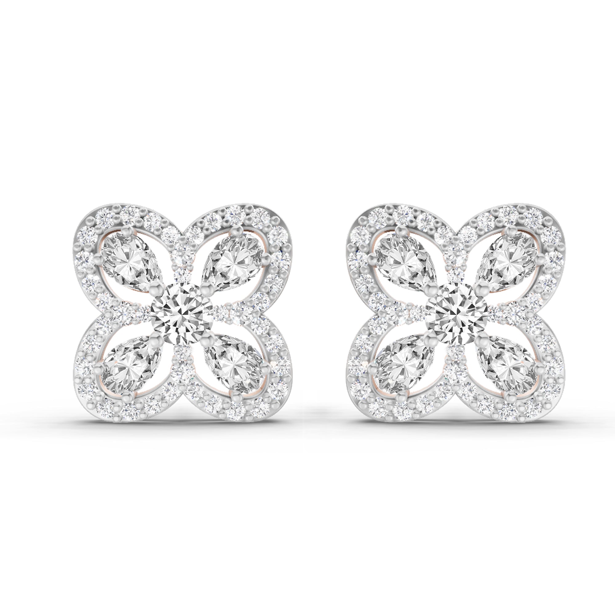 0.9 Carat Round Halo Earrings 14K - Rose Gold