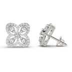0.9 Carat Round Halo Earrings 14K - White Gold