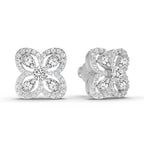 0.9 Carat Round Halo Earrings 14K - White Gold