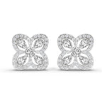 0.9 Carat Round Halo Earrings 14K - White Gold