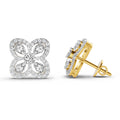 0.9 Carat Round Halo Earrings 14K