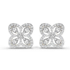 0.9 Carat Round Halo Earrings 14K