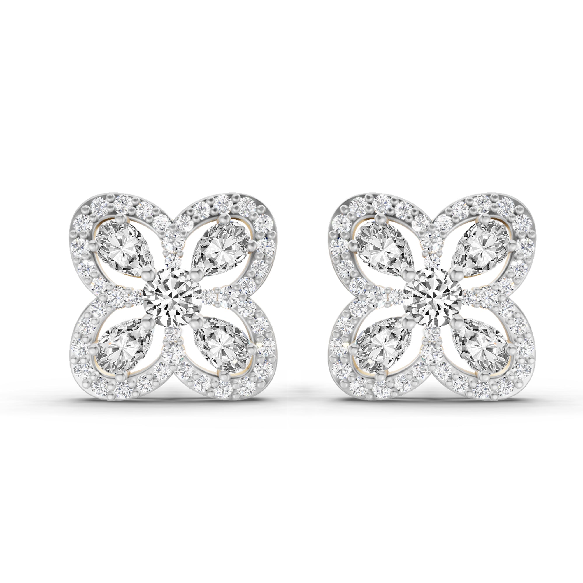 0.9 Carat Round Halo Earrings 14K
