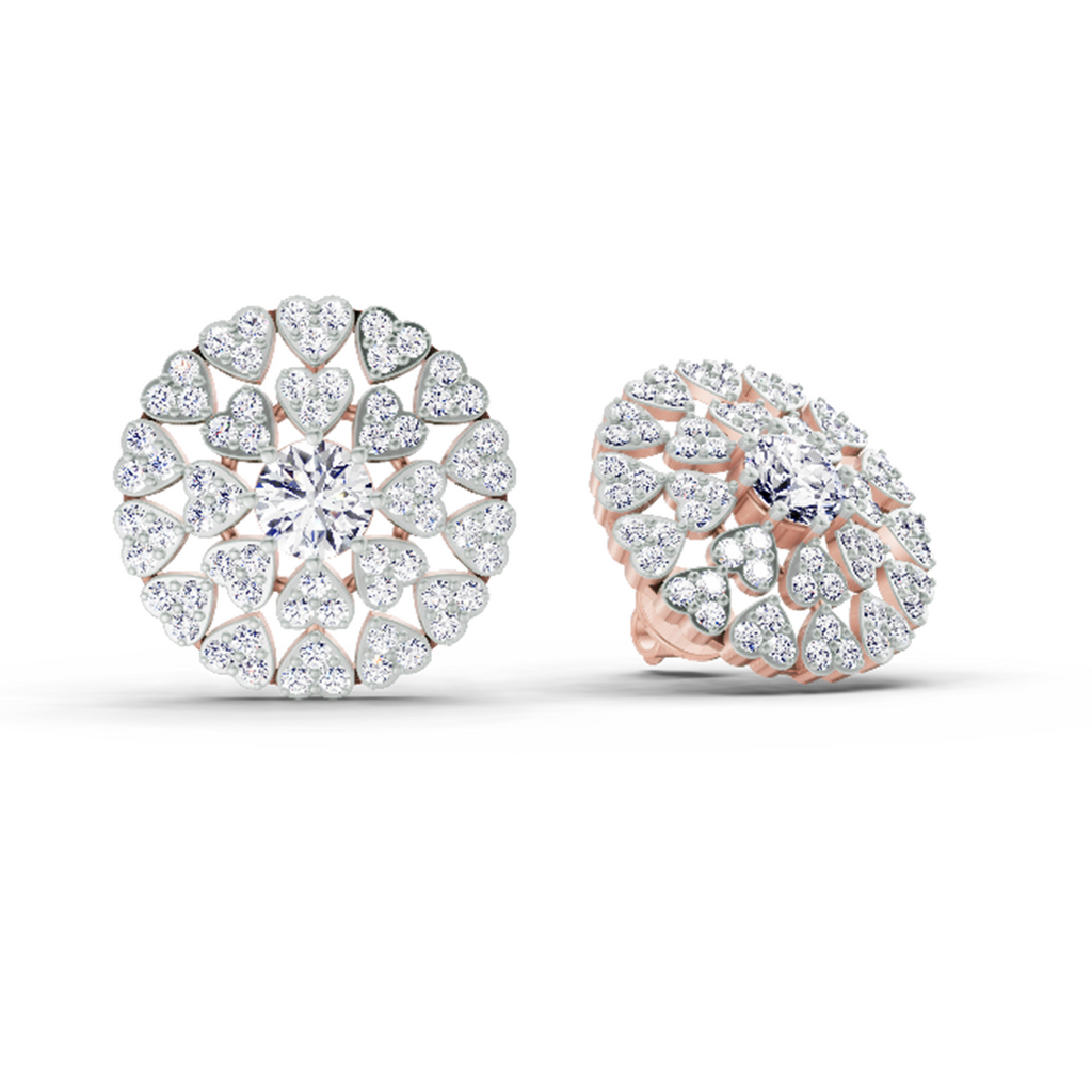 1.45 Carat Heart Shape Halo Earrings 14K - Rose Gold