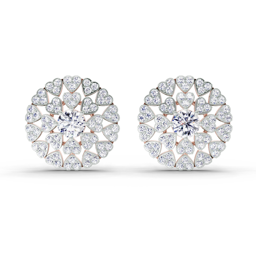 1.45 Carat Heart Shape Halo Earrings 14K - Rose Gold