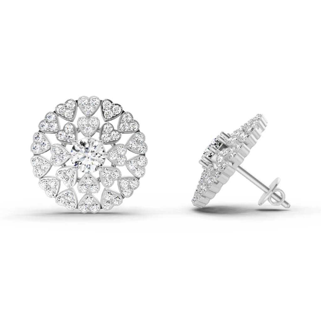 1.45 Carat Heart Shape Halo Earrings 14K - White Gold