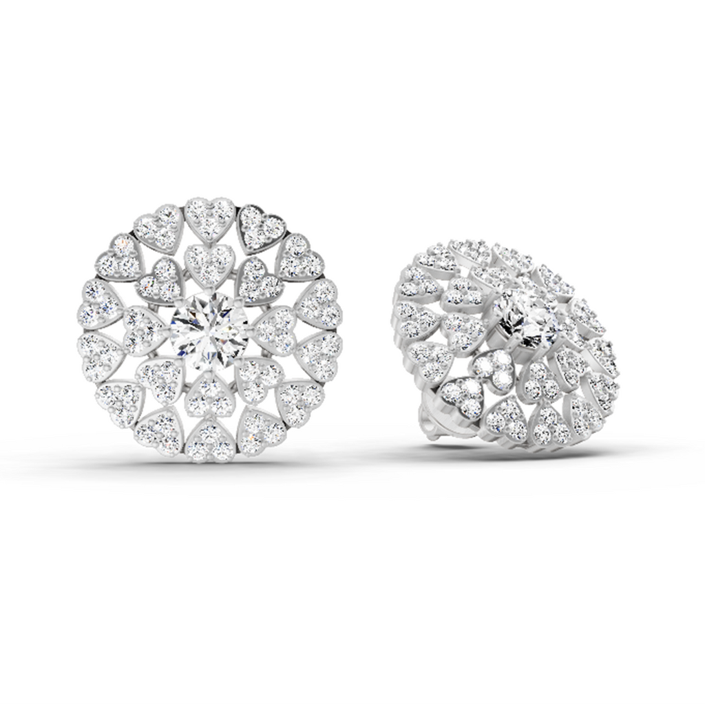 1.45 Carat Heart Shape Halo Earrings 14K - White Gold