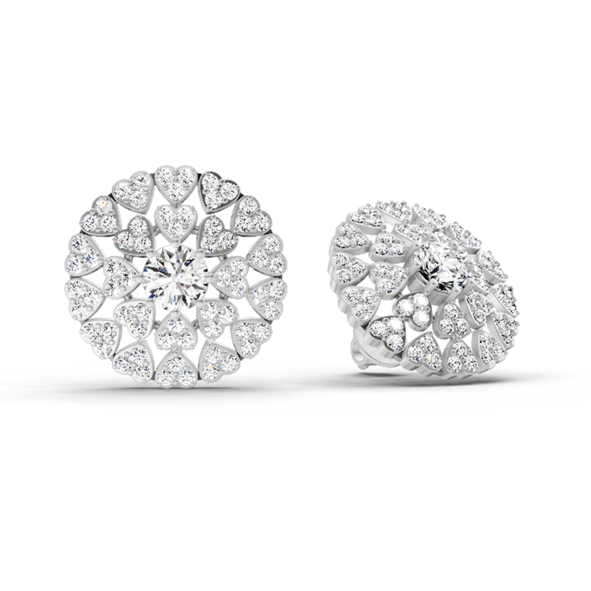 1.45 Carat Heart Shape Halo Earrings 14K - White Gold