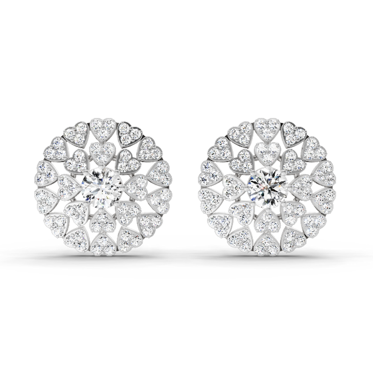 1.45 Carat Heart Shape Halo Earrings 14K - White Gold