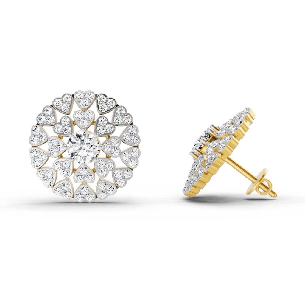 1.45 Carat Heart Shape Halo Earrings 14K