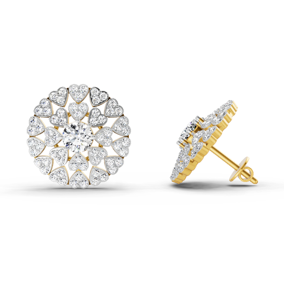 1.45 Carat Heart Shape Halo Earrings 14K
