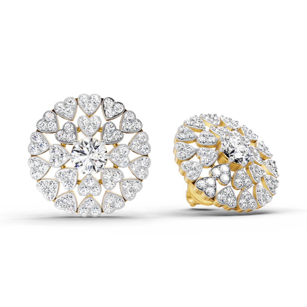 1.45 Carat Heart Shape Halo Earrings 14K