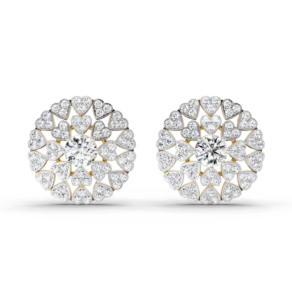 1.45 Carat Heart Shape Halo Earrings 14K