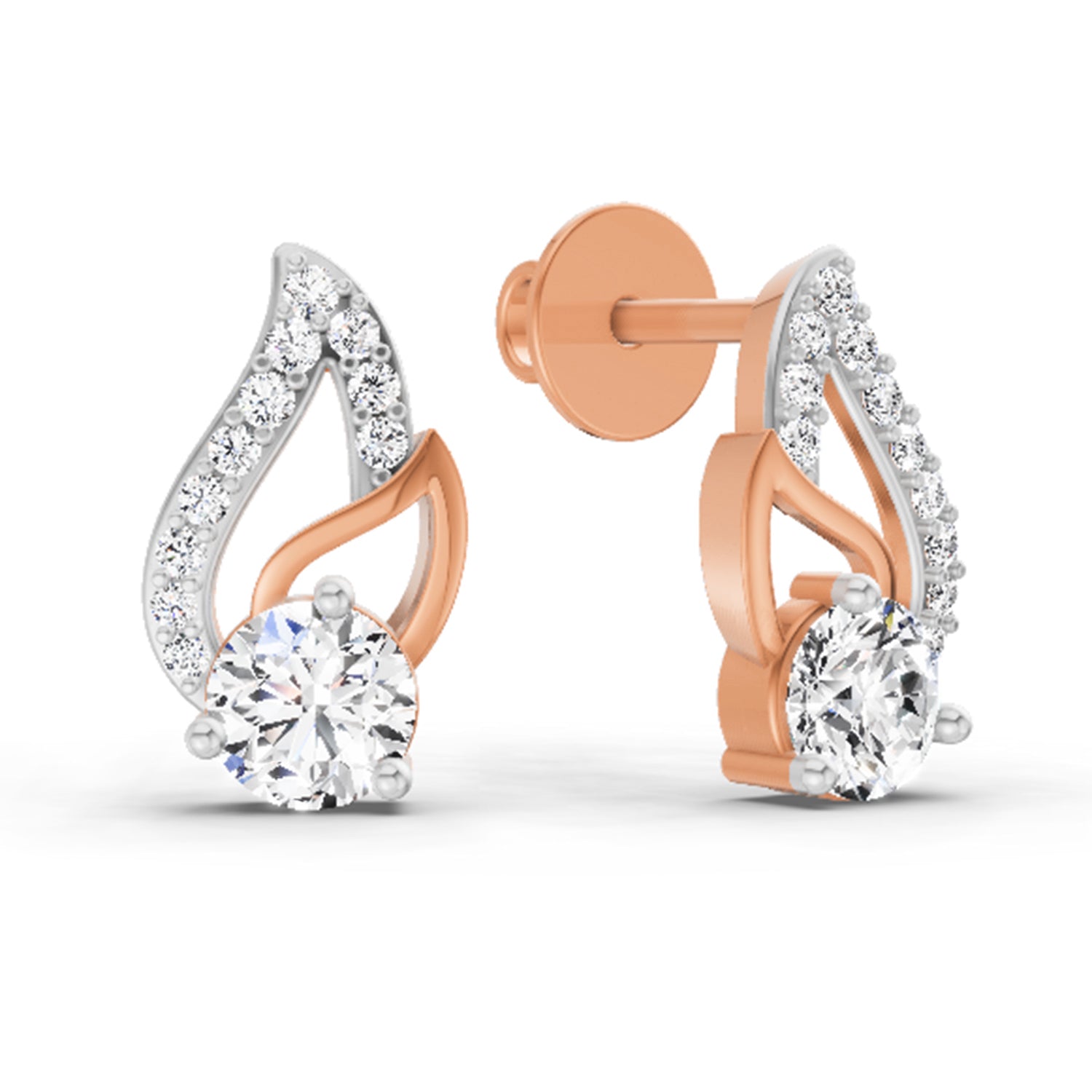 0.60 Carat Round Stud Earrings 14K - Rose Gold