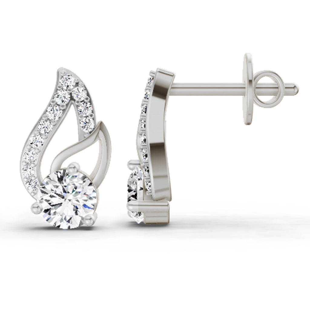 0.60 Carat Round Stud Earrings 14K - White Gold