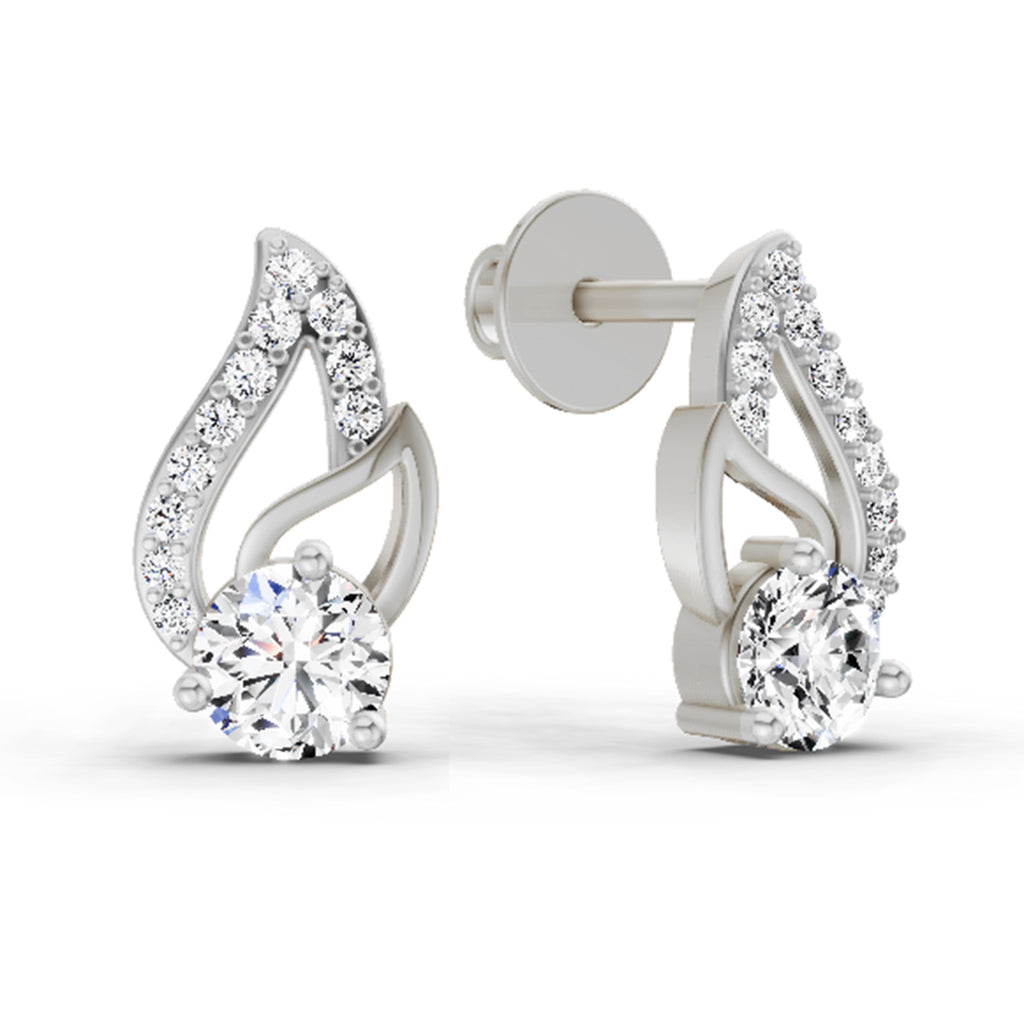 0.60 Carat Round Stud Earrings 14K - White Gold