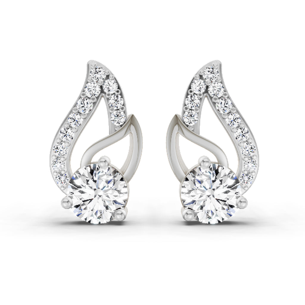 0.60 Carat Round Stud Earrings 14K - White Gold