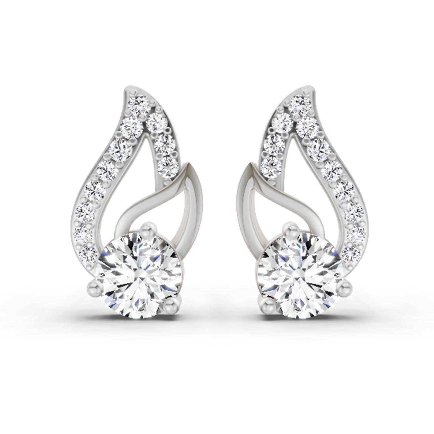 0.60 Carat Round Stud Earrings 14K - White Gold
