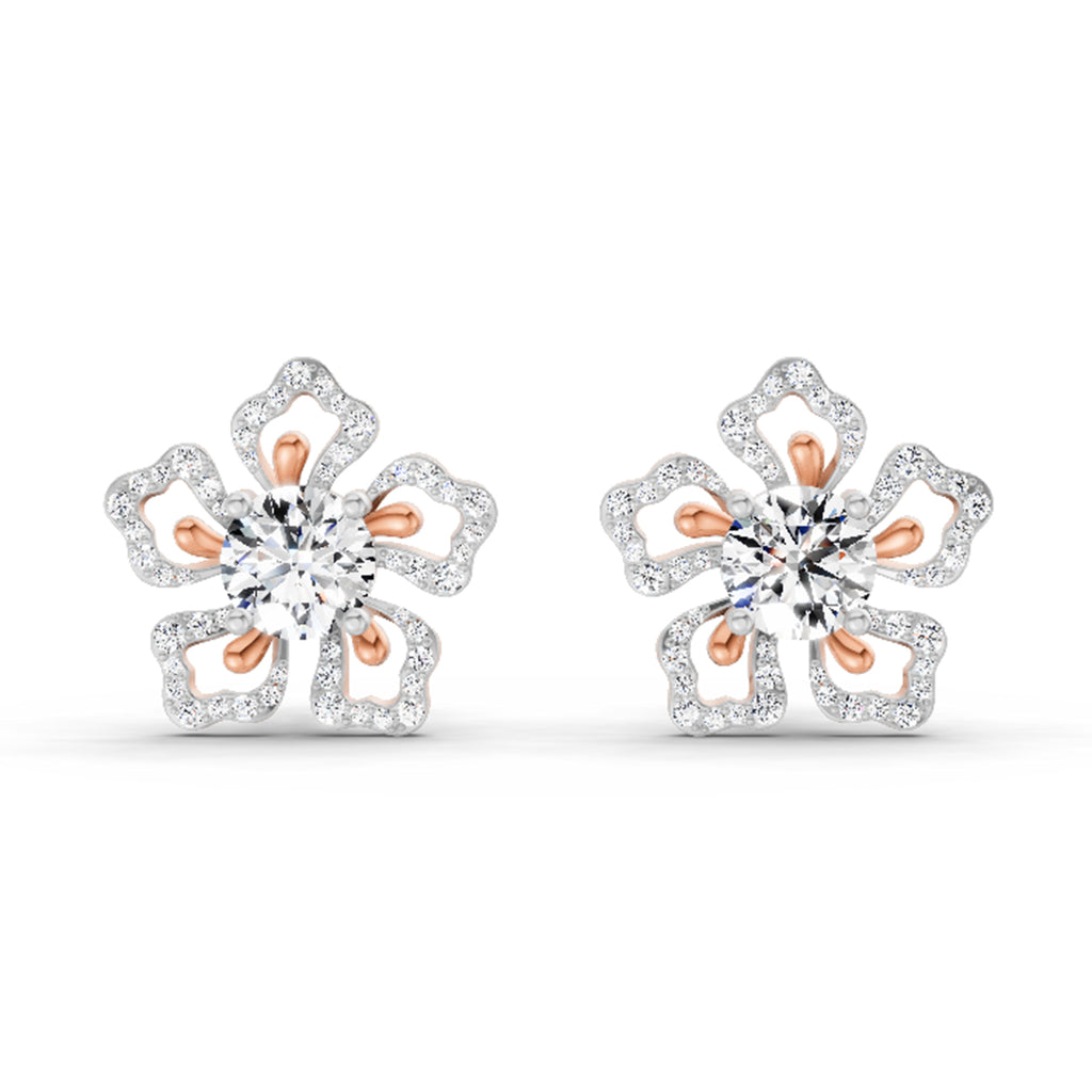 2.66 Carat Cluster Diamond Earrings 14K - Rose Gold