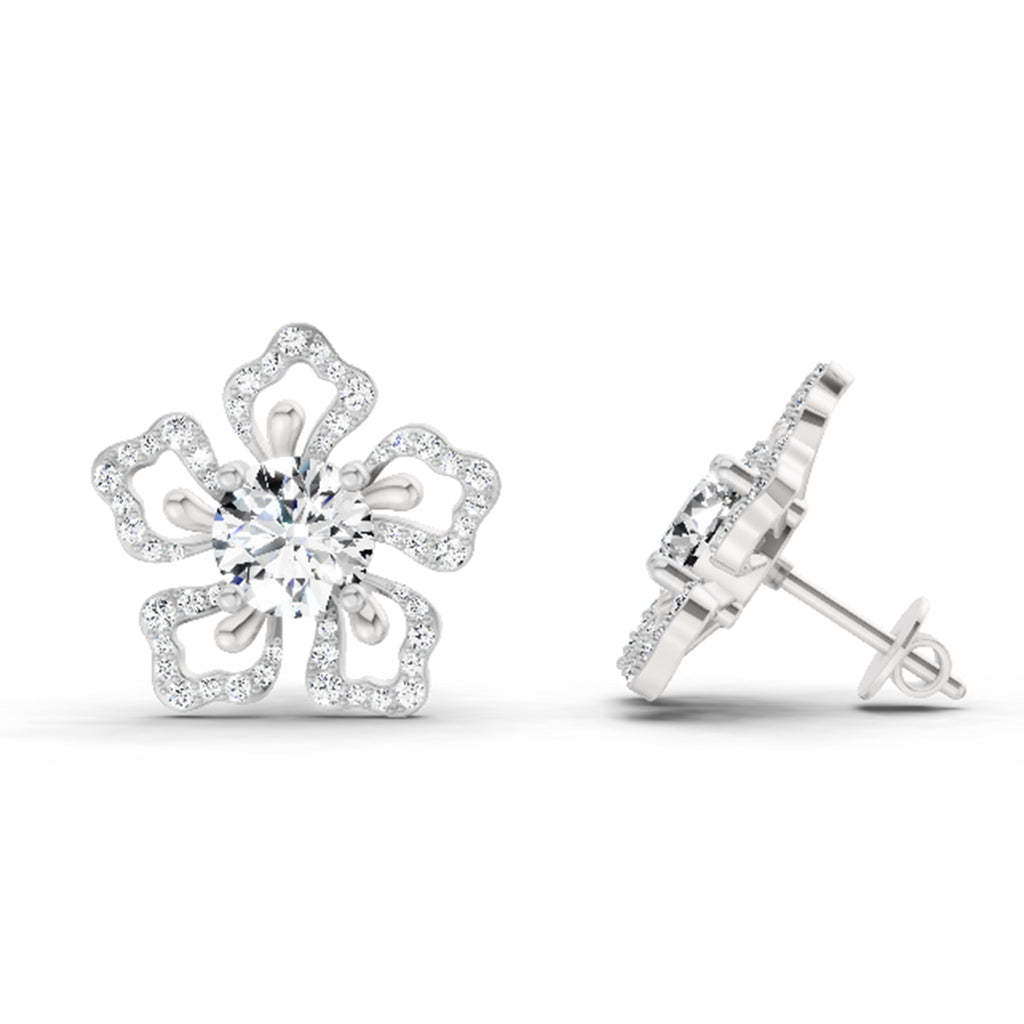 2.66 Carat Cluster Diamond Earrings 14K - White Gold