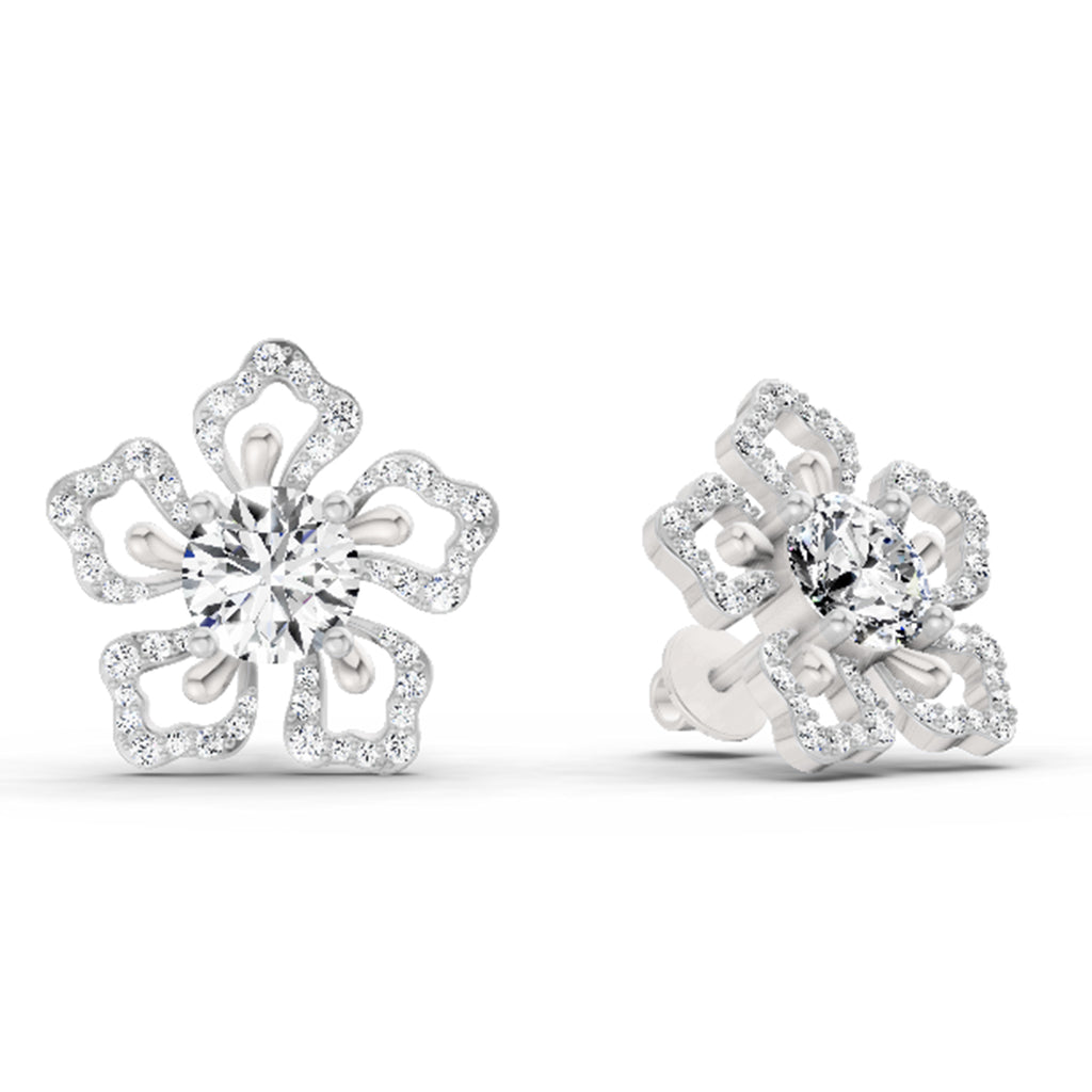 2.66 Carat Cluster Diamond Earrings 14K - White Gold