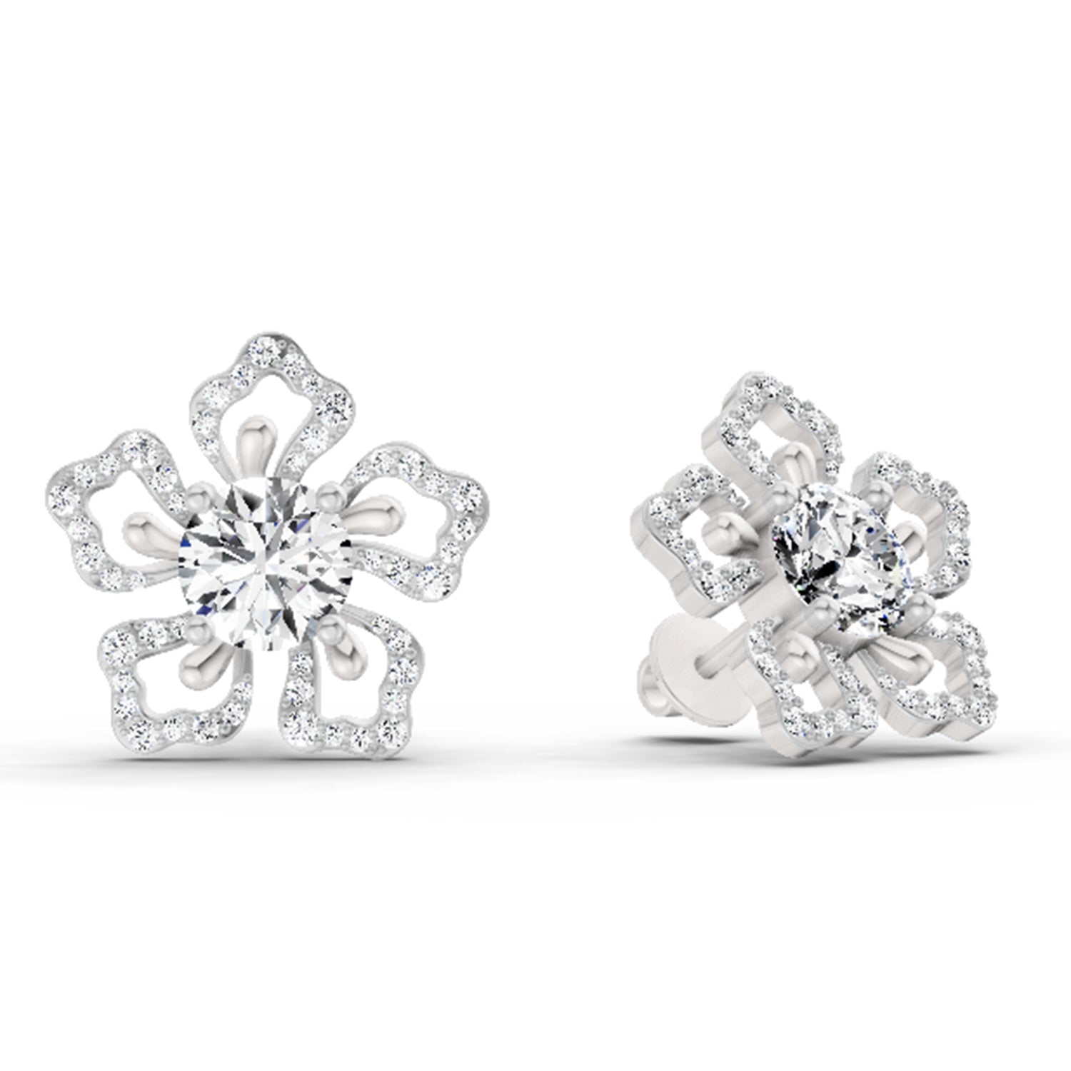 2.66 Carat Cluster Diamond Earrings 14K - White Gold