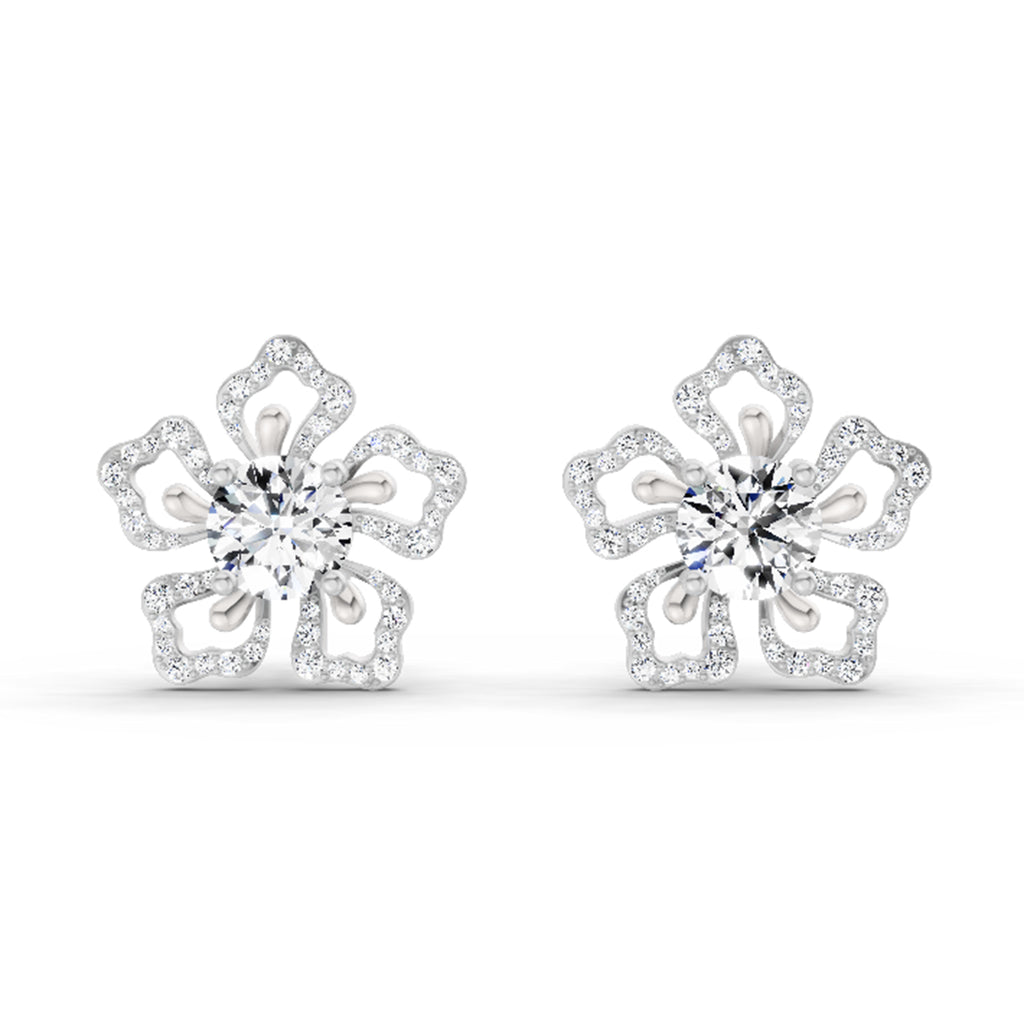 2.66 Carat Cluster Diamond Earrings 14K - White Gold